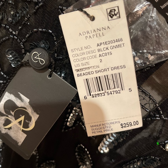 NWT ADRIANNA PAPELL Beaded Sequined Cap Sleeve Illusion Neckline Formal Dress 2 - Picture 1 of 4